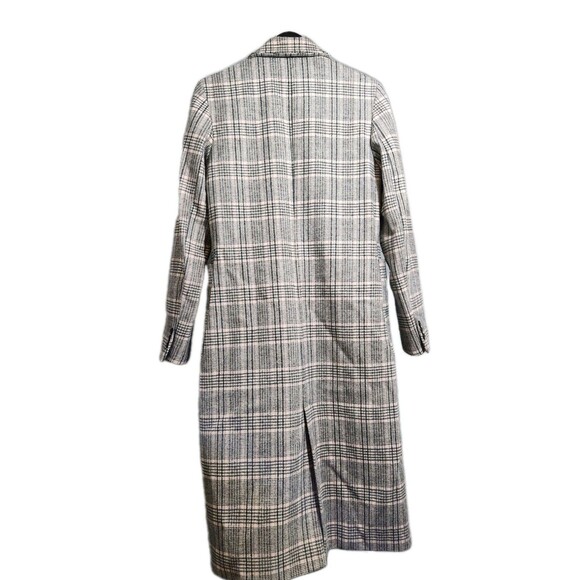 Stradivaritus Women's Small Overcoat Double Breasted Plaid Green Tan Wool Blend - Picture 9 of 12